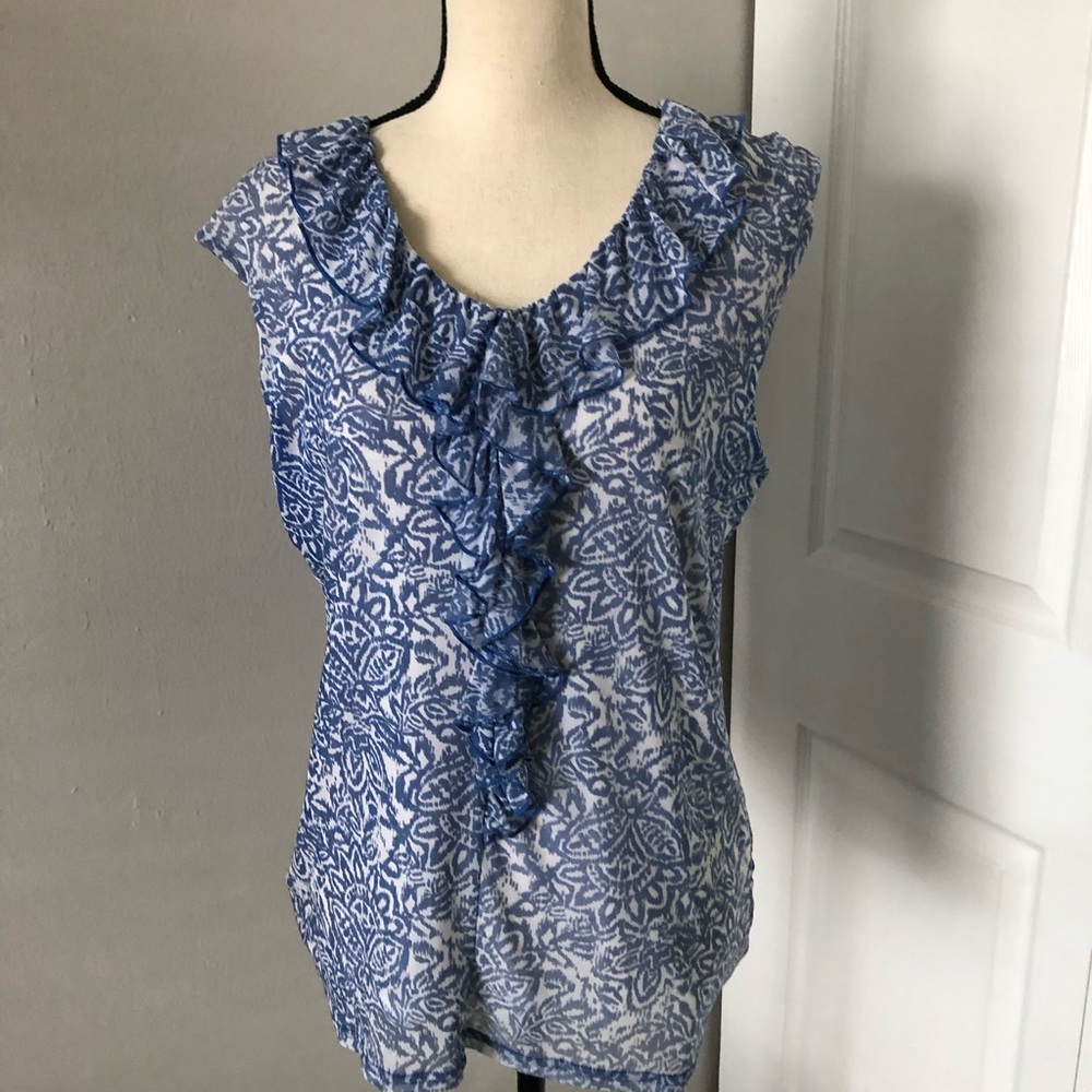 ❤️3X20 COVINGTON BLUE SLEEVELESS/RAFFLE FRONT TOP